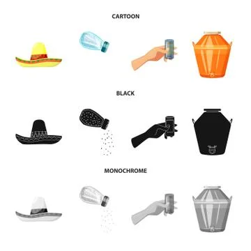 Isolated object of cafe and Latin sign. Collection of cafe and national vector Illustrazione stock