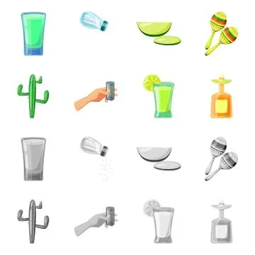 Isolated object of cafe and Latin sign. Collection of cafe and national stock Stock Illustration