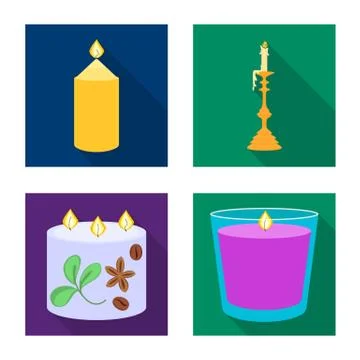 Isolated object of candlelight and decoration symbol. Set of candlelight and Stock Illustration