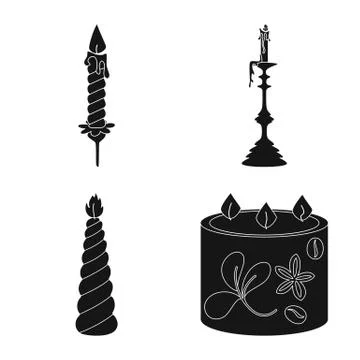 Isolated object of candlelight and decoration sign. Collection of candlelight Ilustración de archivo