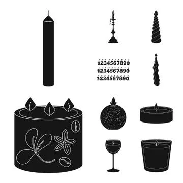Isolated object of candlelight and decoration sign. Set of candlelight and wax Stock Illustration