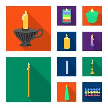 Isolated object of candlelight and decoration logo. Collection of candlelight 스톡 일러스트