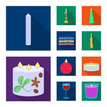 Isolated object of candlelight and decoration icon. Collection of candlelight Stock Illustration
