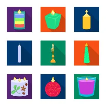 Isolated object of candlelight and decoration sign. Collection of candlelight Stock Illustration