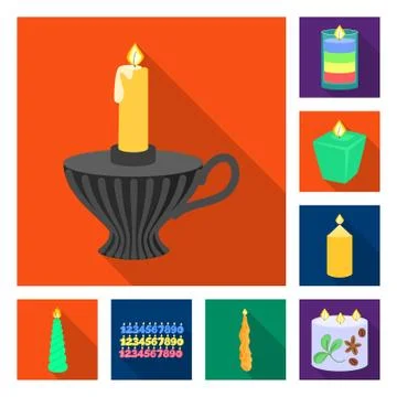 Isolated object of candlelight and decoration icon. Collection of candlelight 스톡 일러스트