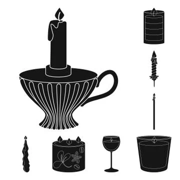 Isolated object of candlelight and decoration symbol. Set of candlelight and wax Stock Illustration
