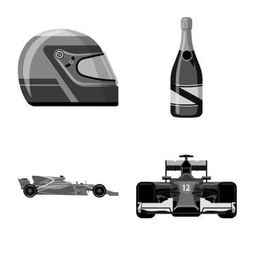 Isolated object of car and rally symbol. Collection of car and race vector icon Illustrazione stock