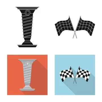 Isolated object of car and rally sign. Collection of car and race stock symbol Stock Illustration