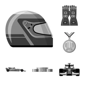 Isolated object of car and rally sign. Collection of car and race vector icon Stock Illustration