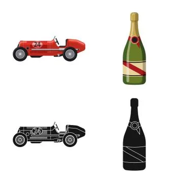 Isolated object of car and rally logo. Set of car and race stock symbol for web. Stock Illustration