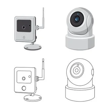Isolated object of cctv and camera symbol. Collection of cctv and system stock Stock Illustration