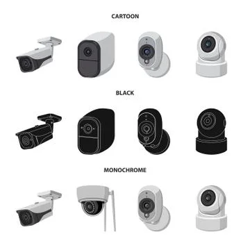 Isolated object of cctv and camera symbol. Collection of cctv and system vector Stock Illustration