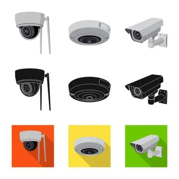 Isolated object of cctv and camera logo. Set of cctv and system vector icon for 스톡 일러스트