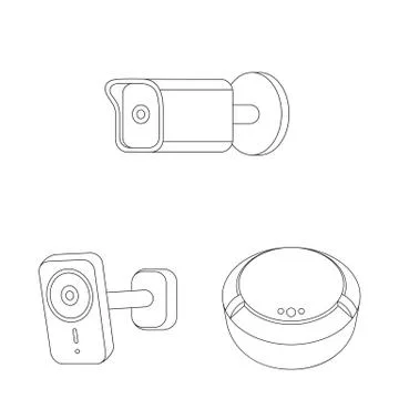 Isolated object of cctv and camera symbol. Collection of cctv and system stock 스톡 일러스트