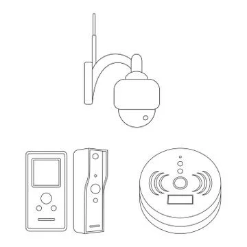 Isolated object of cctv and camera sign. Collection of cctv and system vector Stock Illustration