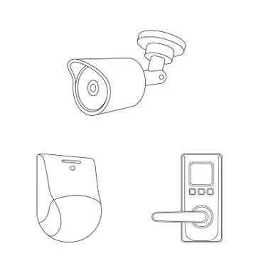 Isolated object of cctv and camera logo. Set of cctv and system stock vector Stock Illustration