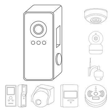 Isolated object of cctv and camera logo. Collection of cctv and system stock Stock Illustration