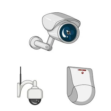 Isolated object of cctv and camera logo. Collection of cctv and system stock Stock Illustration