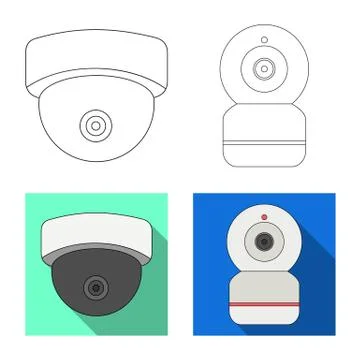 Isolated object of cctv and camera icon. Collection of cctv and system stock Stock Illustration