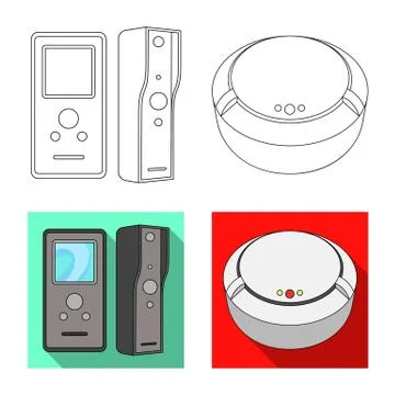 Isolated object of cctv and camera sign. Collection of cctv and system stock Stock Illustration