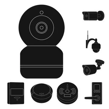 Isolated object of cctv and camera symbol. Collection of cctv and system vector Stock Illustration