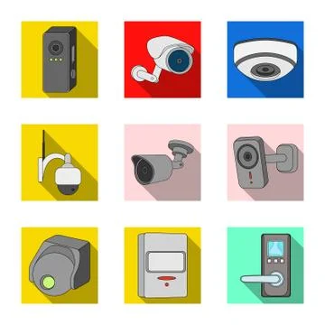 Isolated object of cctv and camera icon. Collection of cctv and system stock Stock Illustration