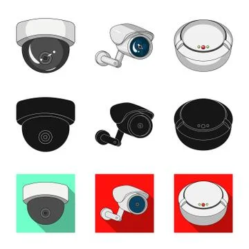 Isolated object of cctv and camera logo. Collection of cctv and system vector Stock Illustration