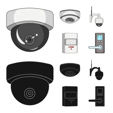 Isolated object of cctv and camera symbol. Set of cctv and system stock symbol Illustrazione stock