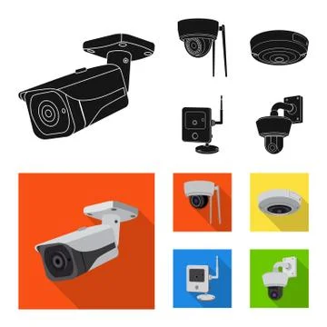Isolated object of cctv and camera symbol. Set of cctv and system vector icon Stock Illustration