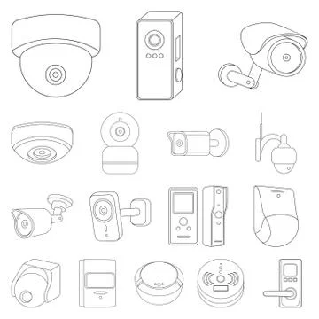 Isolated object of cctv and camera sign. Set of cctv and system vector icon for Stock Illustration