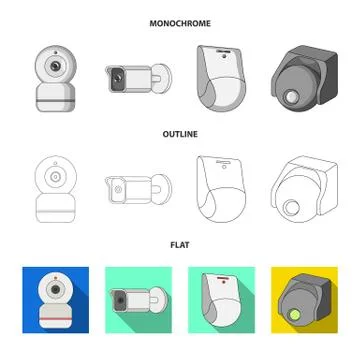 Isolated object of cctv and camera sign. Set of cctv and system vector icon for Stock Illustration