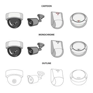 Isolated object of cctv and camera sign. Set of cctv and system stock vector Illustrazione stock