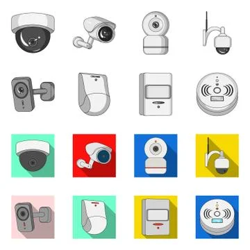 Isolated object of cctv and camera symbol. Collection of cctv and system vector Stock Illustration