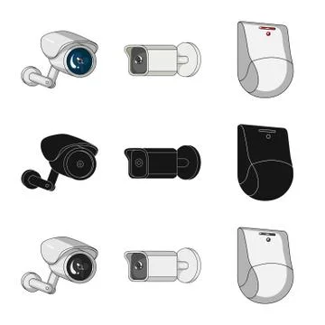 Isolated object of cctv and camera sign. Set of cctv and system vector icon for Stock Illustration
