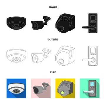 Isolated object of cctv and camera symbol. Collection of cctv and system stock Stock Illustration