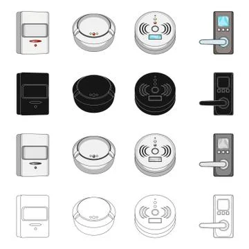 Isolated object of cctv and camera logo. Collection of cctv and system stock Stock Illustration