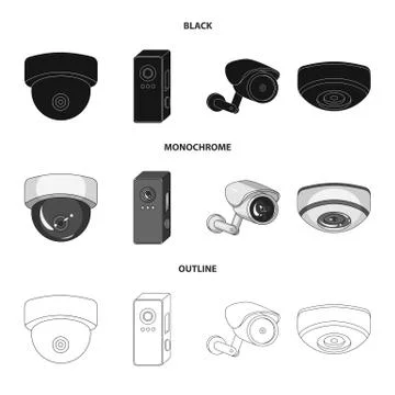 Isolated object of cctv and camera icon. Collection of cctv and system vector Stock Illustration