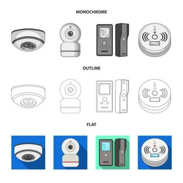 Isolated object of cctv and camera icon. Collection of cctv and system stock Illustrazione stock
