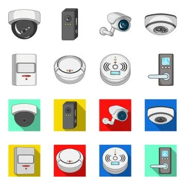 Isolated object of cctv and camera sign. Collection of cctv and system vector Stock Illustration