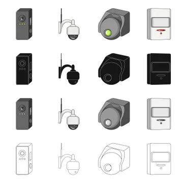 Isolated object of cctv and camera icon. Collection of cctv and system stock Stock Illustration