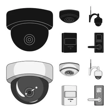 Isolated object of cctv and camera symbol. Set of cctv and system stock vector Stock Illustration