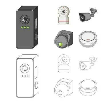 Isolated object of cctv and camera sign. Collection of cctv and system vector Illustrazione stock