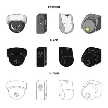 Isolated object of cctv and camera logo. Collection of cctv and system vector Stock Illustration