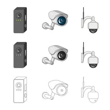 Isolated object of cctv and camera icon. Set of cctv and system stock symbol for Stock Illustration