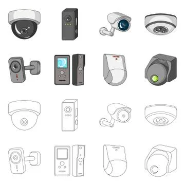 Isolated object of cctv and camera logo. Set of cctv and system vector icon for Illustrazione stock