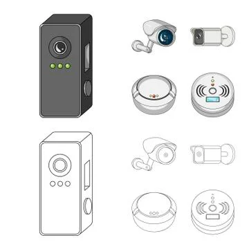 Isolated object of cctv and camera logo. Collection of cctv and system stock Illustrazione stock