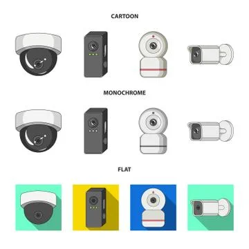 Isolated object of cctv and camera sign. Set of cctv and system stock vector 스톡 일러스트