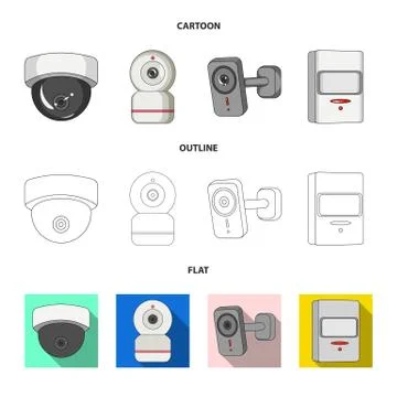 Isolated object of cctv and camera icon. Collection of cctv and system vector Stock Illustration