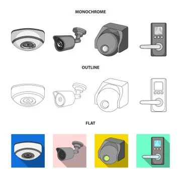 Isolated object of cctv and camera logo. Set of cctv and system vector icon for Illustrazione stock