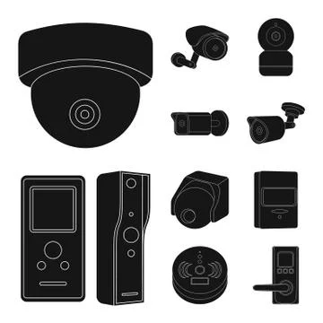 Isolated object of cctv and camera logo. Collection of cctv and system stock Illustrazione stock